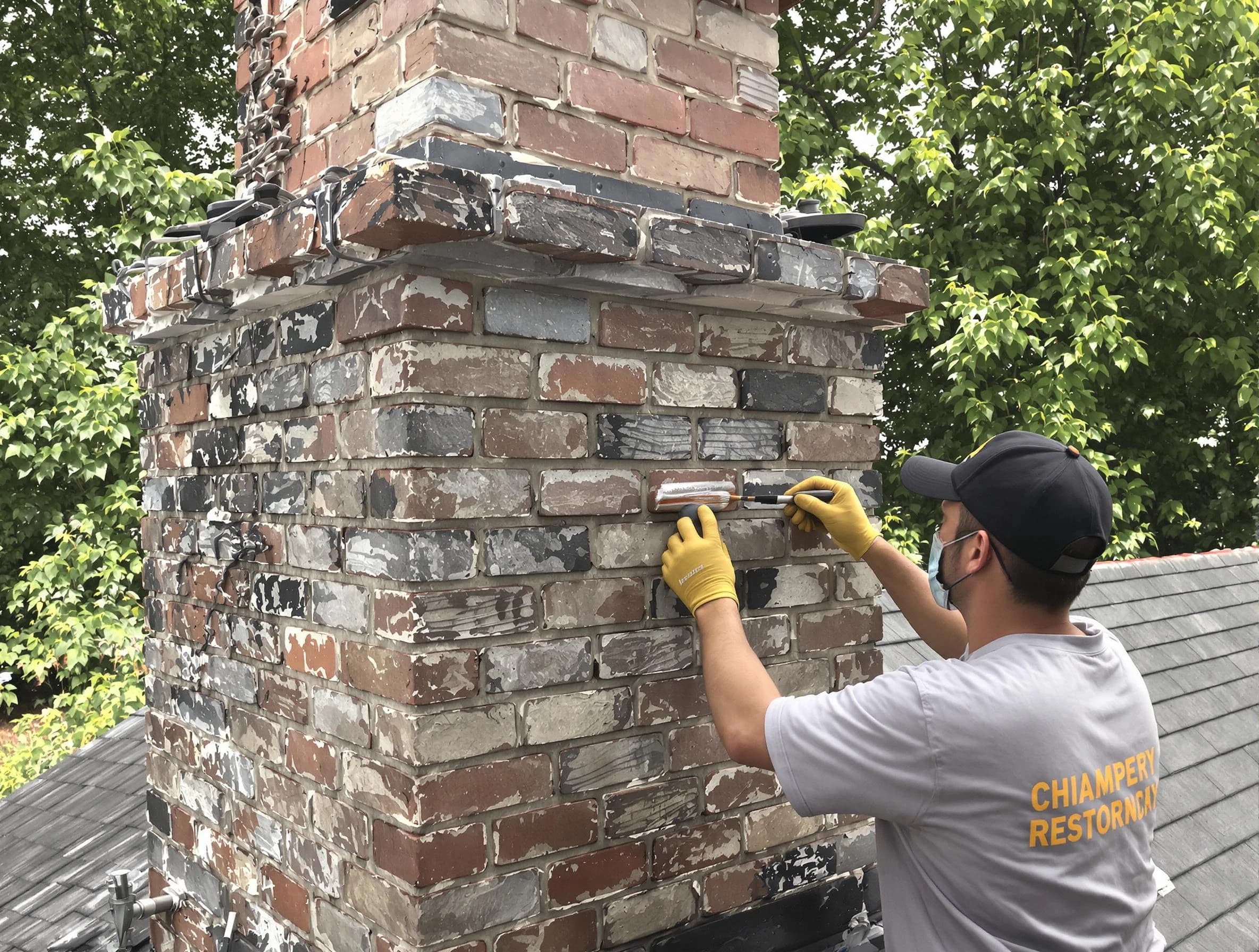 In-progress chimney restoration by Paradise Hills Chimney Sweep in Paradise Hills, NM
